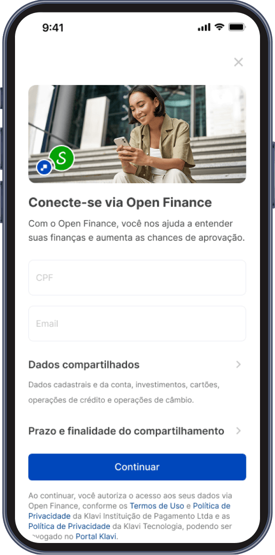 Tela inicial da jornada de consentimento do usuário no Pix Automático